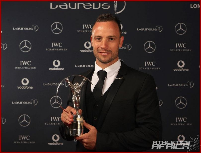 Oscar Pistorius of South Africa at the Winners Studio during the 2012 Laureus World Sports Awards at Central Hall Westminster on February 6, 2012 in London, England. (Photo by Tom Shaw/Getty Images for Laureus)