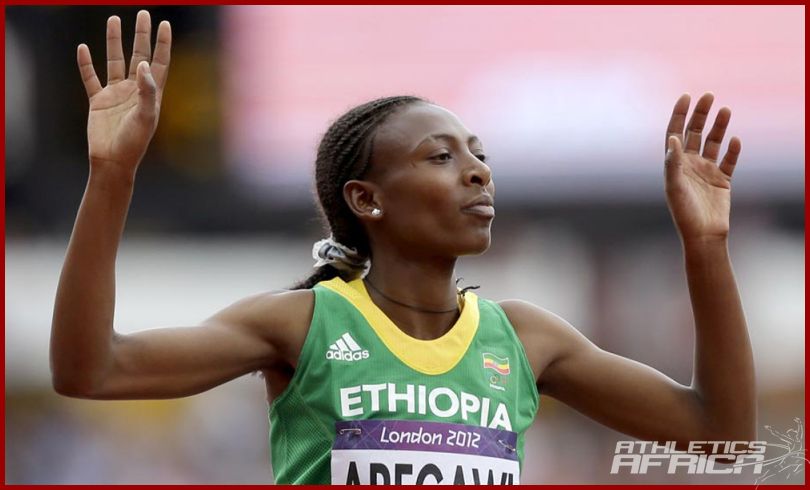 Abeba Aregawi representing Ethiopia at the London 2012 Olympics