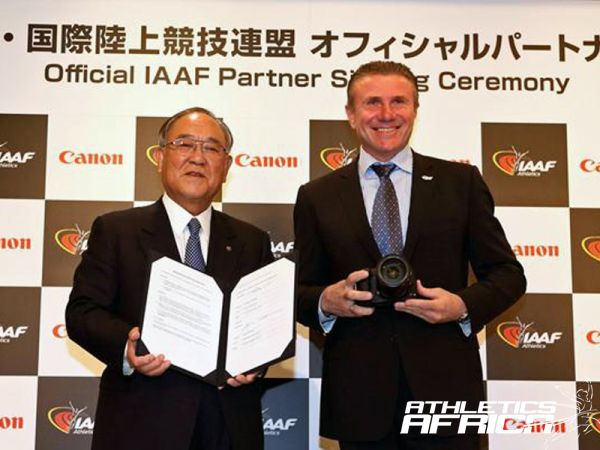 Fujio Mitarai, Chairman and CEO of Canon Inc. and Sergey Bubka, IAAF Vice-President at the Canon Official IAAF Partner signing ceremony in Japan (Canon)Fujio Mitarai, Chairman and CEO of Canon Inc, and Sergey Bubka, IAAF Vice-President at the Canon Official IAAF Partner signing ceremony in Japan/ Photo:Canon